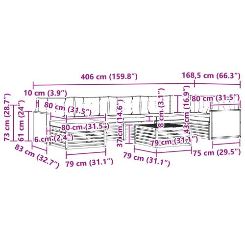 Комплект дивани за открито 8 pcs Натурално и светлосиво
