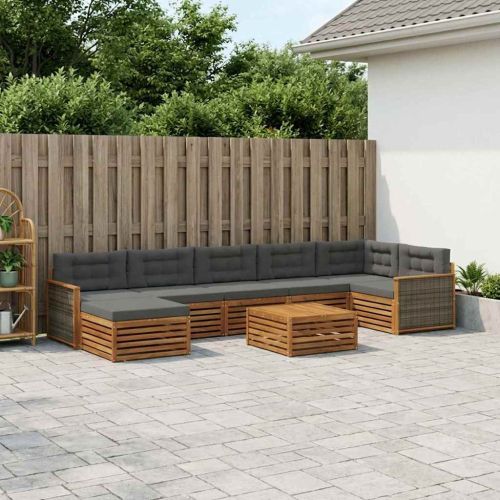 Комплект дивани за открито 8 pcs Натурален и Антрацит