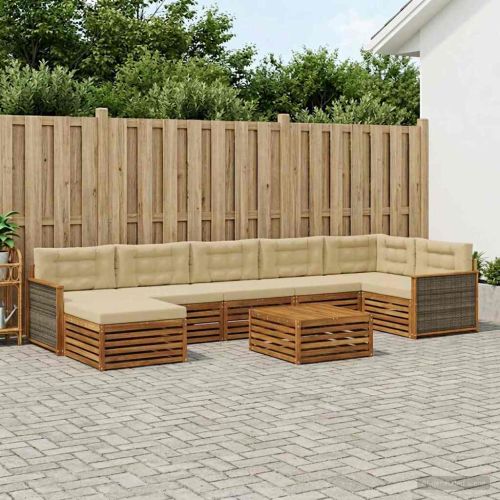 Комплект дивани за открито 8 pcs Натурален и Бежов