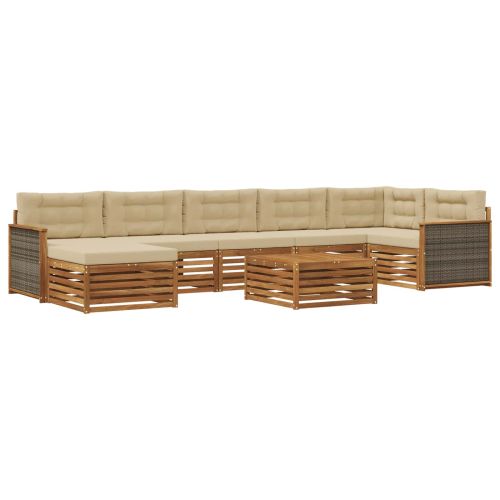 Комплект дивани за открито 8 pcs Натурален и Бежов