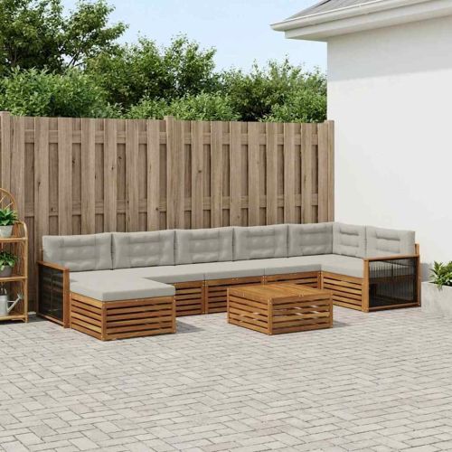 Комплект дивани за открито 8 pcs Натурално и светлосиво