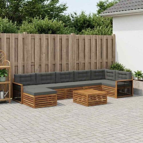 Комплект дивани за открито 8 pcs Натурален и Антрацит