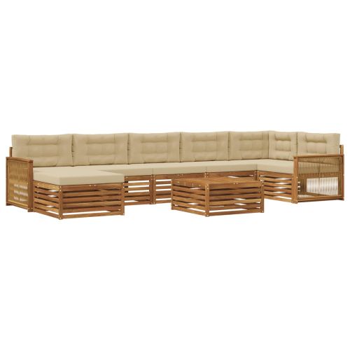 Комплект дивани за открито 8 pcs Натурален и Бежов