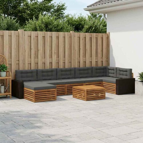 Комплект дивани за открито 8 pcs Натурален и Антрацит
