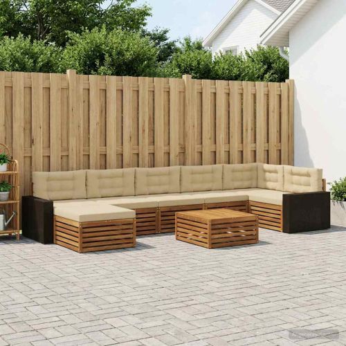 Комплект дивани за открито 8 pcs Натурален и Бежов