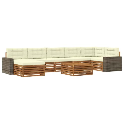 Комплект дивани за открито 8 pcs Натурален и Крема