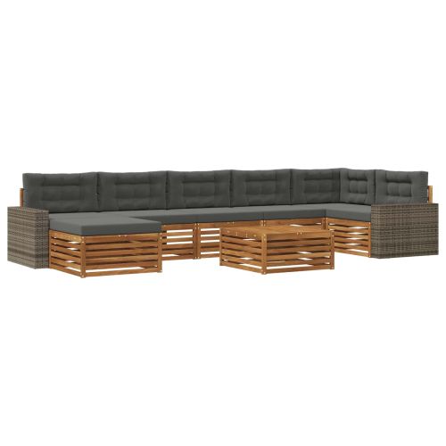 Комплект дивани за открито 8 pcs Натурален и Антрацит