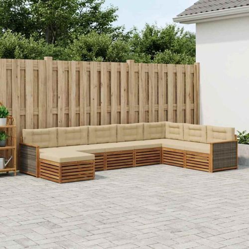 Комплект дивани за открито 8 pcs Натурален и Бежов