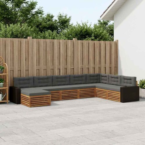 Комплект дивани за открито 8 pcs Натурален и Антрацит