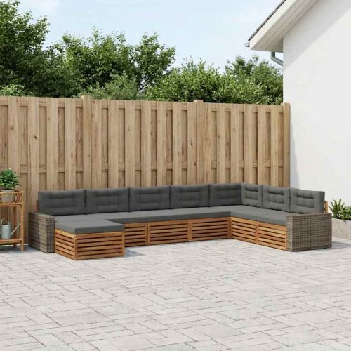 Комплект дивани за открито 8 pcs Натурален и Антрацит