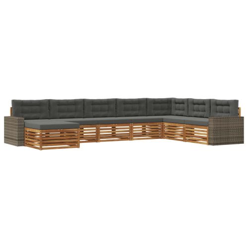 Комплект дивани за открито 8 pcs Натурален и Антрацит