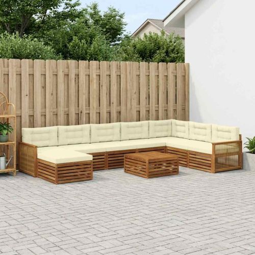 Комплект дивани за открито 9 pcs Натурален и Крема