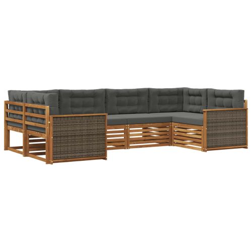 Комплект дивани за открито 6 pcs Натурален и Антрацит