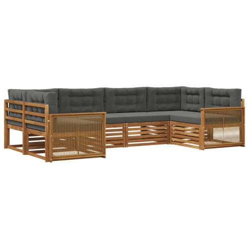 Комплект дивани за открито 6 pcs Натурален и Антрацит