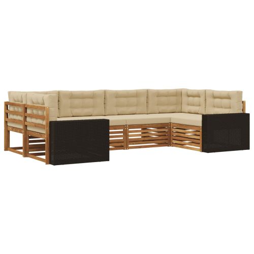 Комплект дивани за открито 6 pcs Натурален и Бежов
