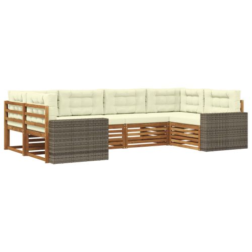 Комплект дивани за открито 6 pcs Натурален и Крема