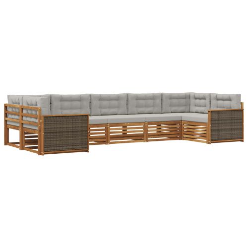 Комплект дивани за открито 7 pcs Натурално и светлосиво