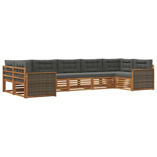 Комплект дивани за открито 7 pcs Натурален и Антрацит