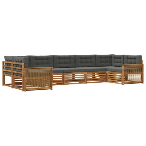 Комплект дивани за открито 7 pcs Натурален и Антрацит