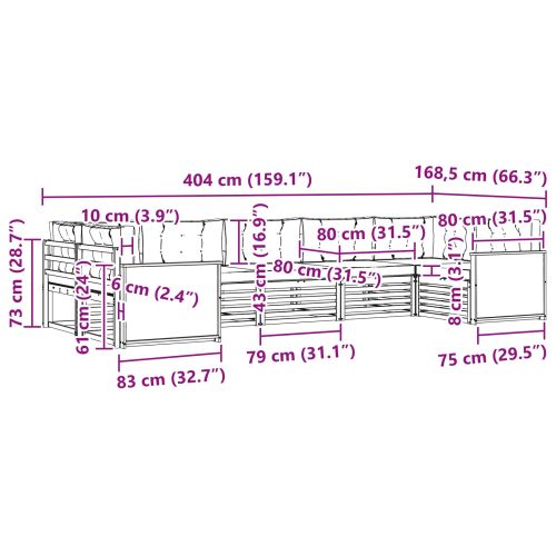 Комплект дивани за открито 7 pcs Натурален и Бежов