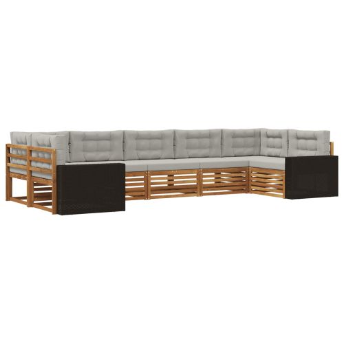 Комплект дивани за открито 7 pcs Натурално и светлосиво