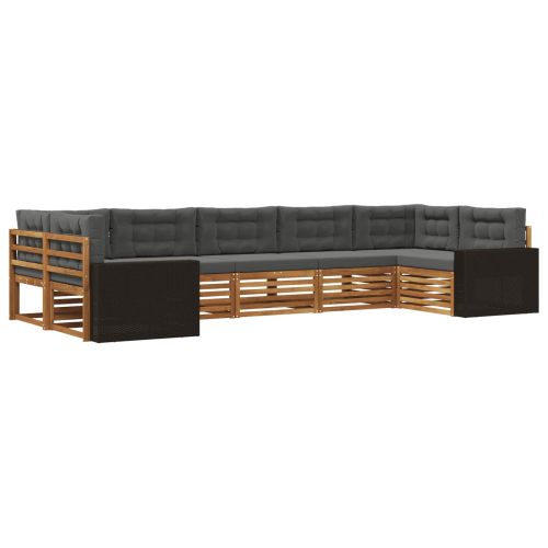 Комплект дивани за открито 7 pcs Натурален и Антрацит