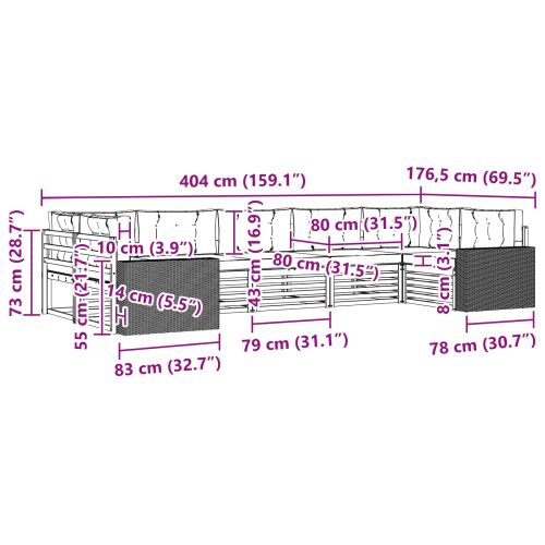 Комплект дивани за открито 7 pcs Натурален и Антрацит