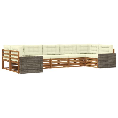 Комплект дивани за открито 7 pcs Натурален и Крема