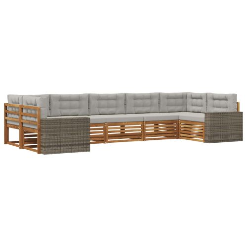Комплект дивани за открито 7 pcs Натурално и светлосиво