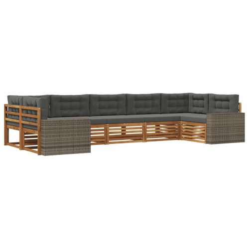 Комплект дивани за открито 7 pcs Натурален и Антрацит