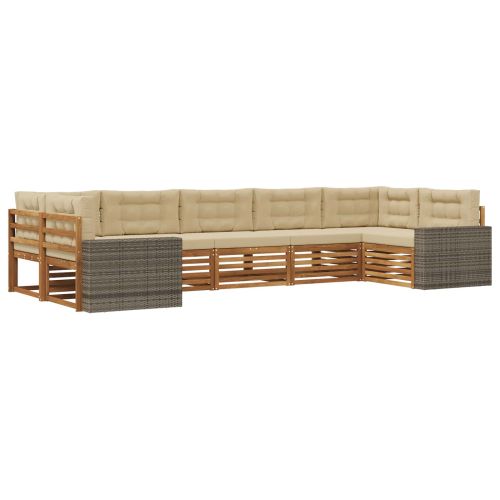 Комплект дивани за открито 7 pcs Натурален и Бежов