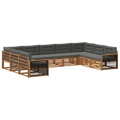 Комплект дивани за открито 9 pcs Натурален и Антрацит