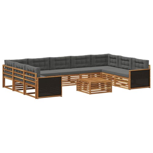 Комплект дивани за открито 10 pcs Натурален и Антрацит