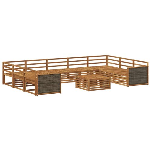 Комплект дивани за открито 10 pcs Натурално