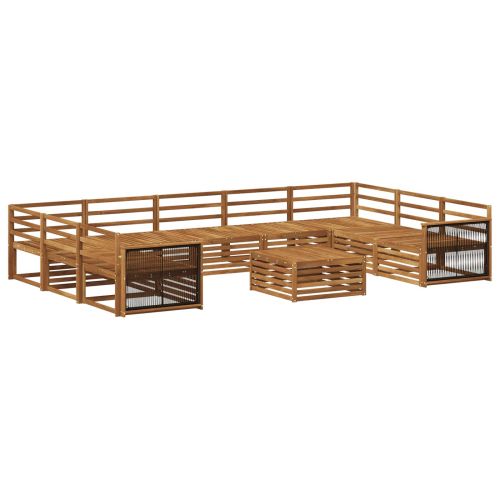 Комплект дивани за открито 10 pcs Натурално