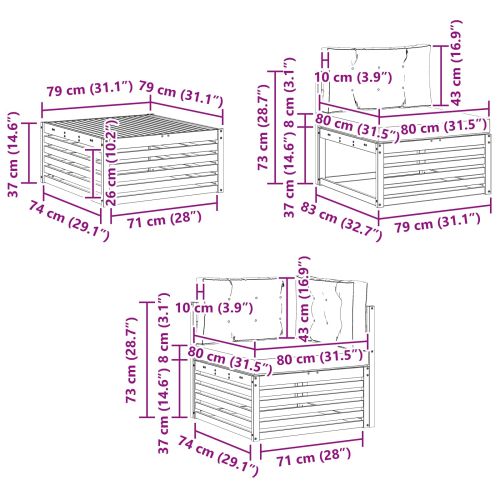 Комплект дивани за открито 10 pcs Натурално и светлосиво