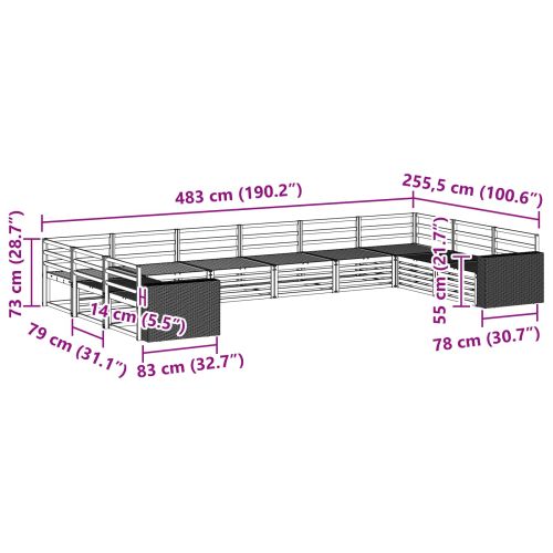 Комплекти дивани 10 pcs Солидно акациево дърво