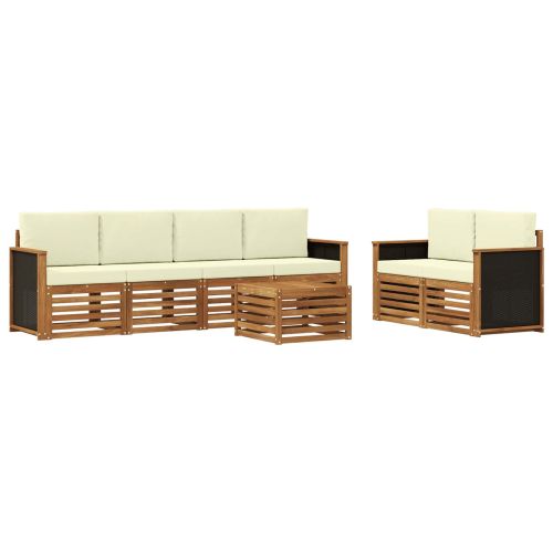 Комплект дивани за открито 7 pcs Натурален и Крема
