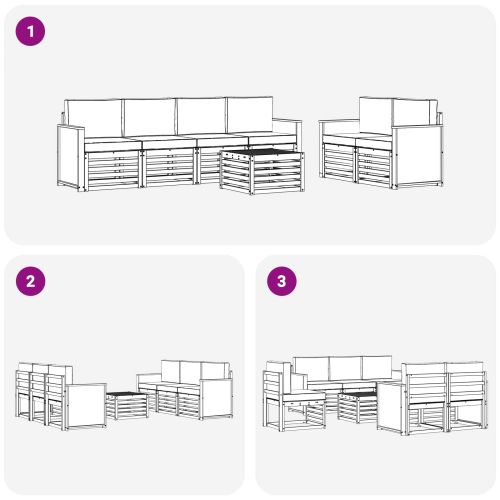 Комплект дивани за открито 7 pcs Натурален и Бежов