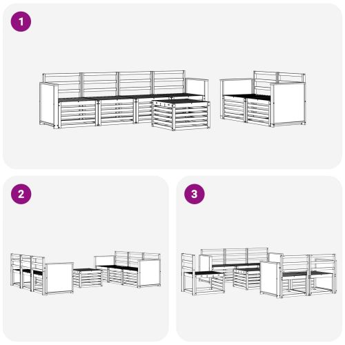 Комплект дивани за открито 7 pcs Натурално