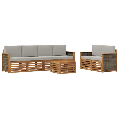 Комплект дивани за открито 7 pcs Натурално и светлосиво