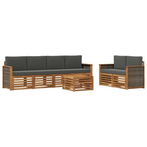 Комплект дивани за открито 7 pcs Натурален и Антрацит