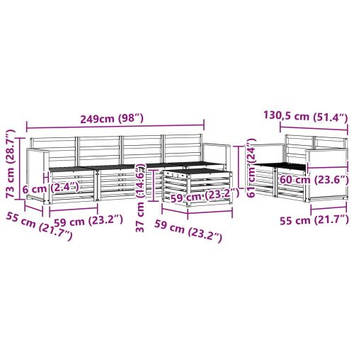 Комплект дивани за открито 7 pcs Натурално