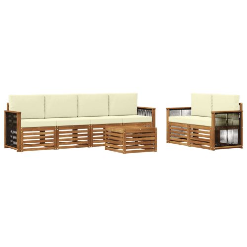 Комплект дивани за открито 7 pcs Натурален и Крема