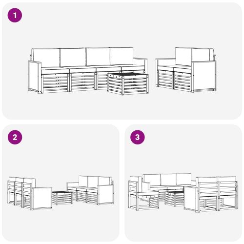 Комплект дивани за открито 7 pcs Натурален и Крема