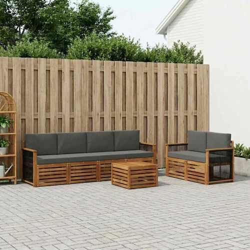Комплект дивани за открито 7 pcs Натурален и Антрацит