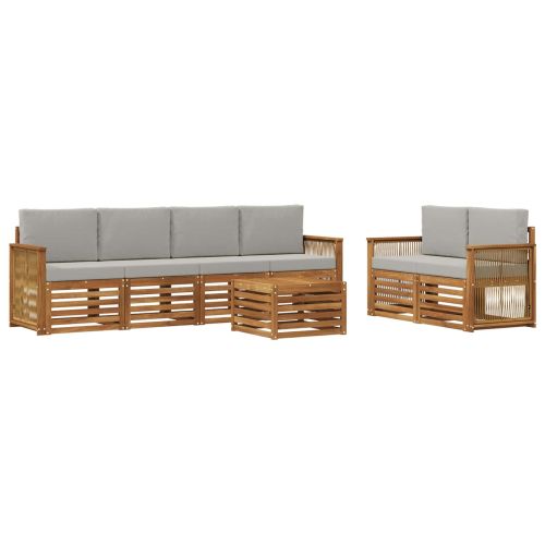 Комплект дивани за открито 7 pcs Натурално и светлосиво