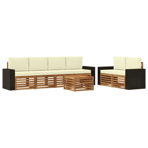 Комплект дивани за открито 7 pcs Натурален и Крема