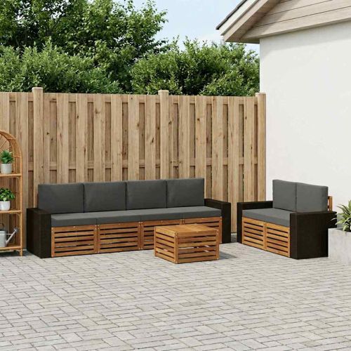 Комплект дивани за открито 7 pcs Натурален и Антрацит