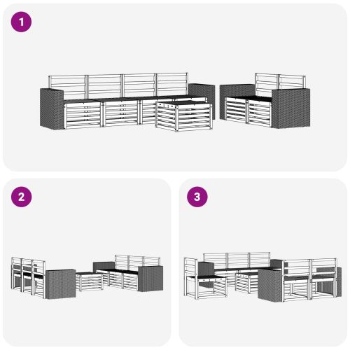 Комплект дивани за открито 7 pcs Натурално